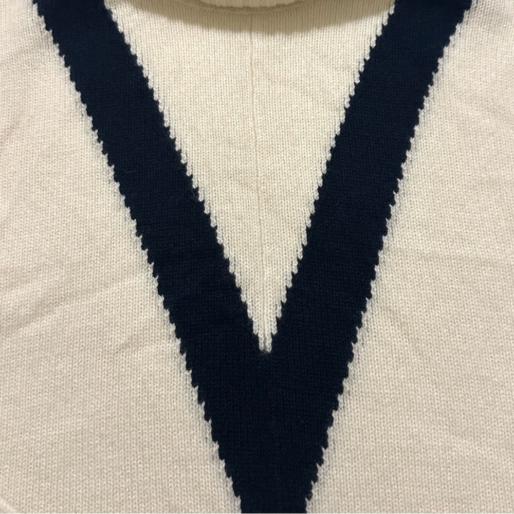 Tory Burch Tory Sport Cashmere Chevron Turtleneck - Ivory/Navy - Picture 6 of 9